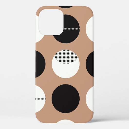 Zwarte, witte cirkels, bruine achtergrond. Case-Mate iPhone case (Achterkant)