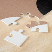 Zwarte, witte cirkels, bruine achtergrond. legpuzzel (Zijkant)