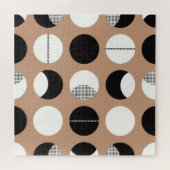 Zwarte, witte cirkels, bruine achtergrond. legpuzzel (Horizontaal)