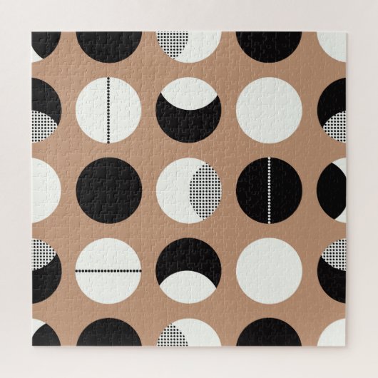 Zwarte, witte cirkels, bruine achtergrond. legpuzzel (Verticaal)