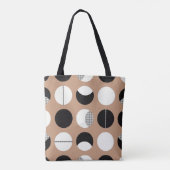Zwarte, witte cirkels, bruine achtergrond. tote bag (Achterkant)