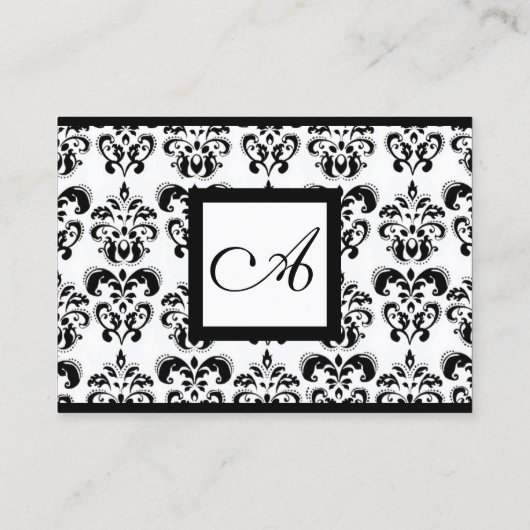 ZWARTE WITTE CLASSIC DAMASKSQUARE MONOGRAM VISITEKAARTJE (Achterkant)