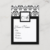 ZWARTE WITTE CLASSIC DAMASKSQUARE MONOGRAM VISITEKAARTJE (Voorkant)