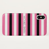 Zwarte witte cyclamen moderne stripes Case-Mate iPhone case (Achterkant (horizontaal))