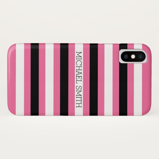 Zwarte witte cyclamen moderne stripes Case-Mate iPhone case (Achterkant (horizontaal))