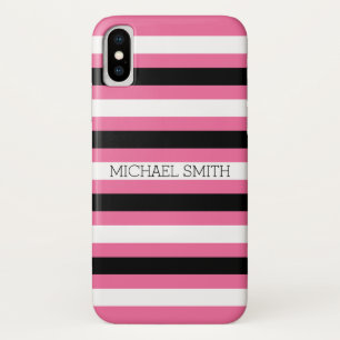 Zwarte witte cyclamen moderne stripes iPhone x hoesje