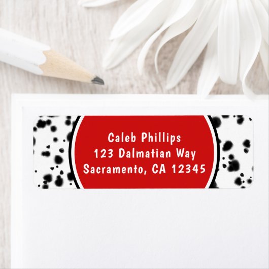 Zwarte witte Dalmatische Spots Birthday Party Etiket (Insitu)