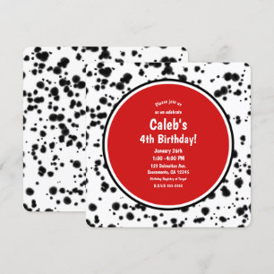 Zwarte witte Dalmatische Spots Birthday Party Kaart