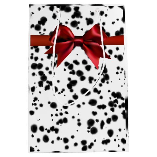 Zwarte witte Dalmatische Spots Birthday Party Medium Cadeauzakje (Voorkant)