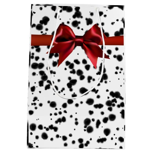 Zwarte witte Dalmatische Spots Birthday Party Medium Cadeauzakje (Achterkant)