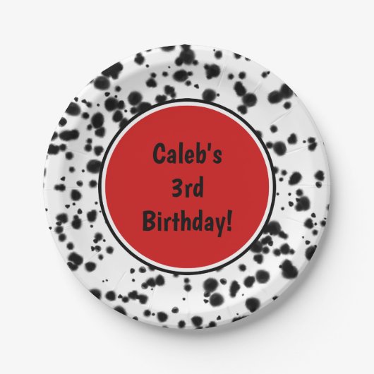 Zwarte witte Dalmatische Spots Birthday Party Papieren Bordje (Voorkant)