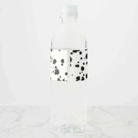 Zwarte witte Dalmatische Spots Birthday Party Waterfles Etiket (Achterkant)