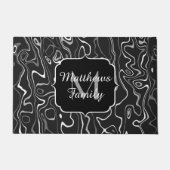 Zwarte witte damascus abstracte familie Monogram Deurmat (Voorkant)