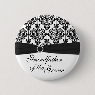 Zwarte, witte Damasgrootvader van de Groom Pin Ronde Button 5,7 Cm