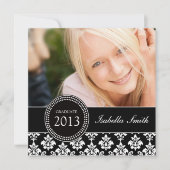 ZWARTE WITTE DAMASK AFSTUDEREN PARTIJ KAART (Voorkant)