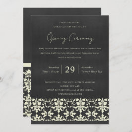 ZWARTE WITTE DAMASK CLASSIC GRAND OPENING CEREMONY KAART