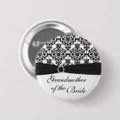 Zwarte, witte Damask grootmoeder van de Bride Pin Ronde Button 5,7 Cm (Voorkant /achterkant)