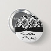 Zwarte, witte Damask grootvader van de Bride Pin Ronde Button 5,7 Cm (Voorkant /achterkant)