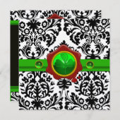 ZWARTE WITTE DAMASK, SHAMROCK, RED WAX SEAL MONOGR KAART (Voorkant / Achterkant)