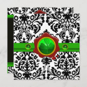 ZWARTE WITTE DAMASK, SHAMROCK, RED WAX SEAL MONOGR KAART (Voorkant / Achterkant)