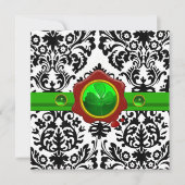 ZWARTE WITTE DAMASK, SHAMROCK, RED WAX SEAL MONOGR KAART (Voorkant)