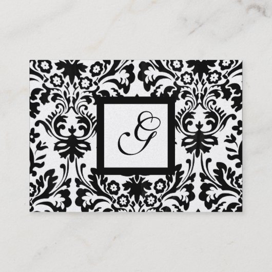 ZWARTE WITTE DAMASKMONOGRAM-MONOGRAM VISITEKAARTJE (Achterkant)