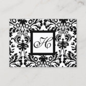 ZWARTE WITTE DAMASKMONOGRAM VOOR ZWART QUARE VISITEKAARTJE (Achterkant)