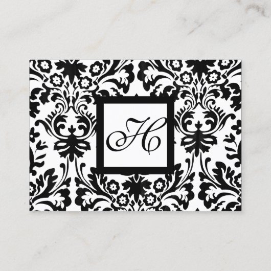 ZWARTE WITTE DAMASKMONOGRAM VOOR ZWART QUARE VISITEKAARTJE (Achterkant)