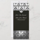 ZWARTE WITTE DAMASKMONOGRAM WEDDING PARTY PROGRAMM KAART (Achterkant)