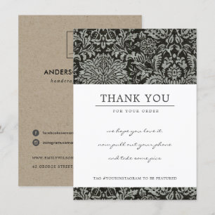 ZWARTE WITTE DAMASKPATROON BEDRIJFSTAK LOGO BEDANKKAART