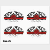 ZWARTE WITTE DAMASKRODE WAX SEAL MONOGRAM OVALE STICKER (Vel)