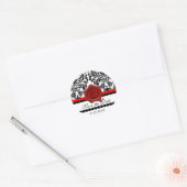 ZWARTE WITTE DAMASKRODE WAX SEAL MONOGRAM RONDE STICKER (Envelop)