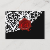 ZWARTE WITTE DAMASKRODE WAX SEAL MONOGRAM VISITEKAARTJE (Achterkant)