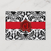 ZWARTE WITTE DAMASKRODE WAX SEAL MONOGRAM VISITEKAARTJE (Achterkant)