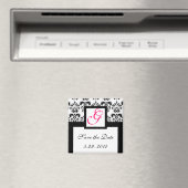 ZWARTE WITTE DAMASKSQUARE MONOGRAM opslaan Datum Magneet (Insitu (Vaatwasser))