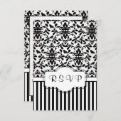 Zwarte witte Damaszwanen, vogels, strepen RSVP (Voorkant / Achterkant)