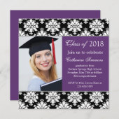 Zwarte witte damp, paarse GraduPartij Kaart (Voorkant / Achterkant)