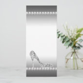 Zwarte Witte Diamant Hoge Hak Schoen Verjaardagsfe Kaart (Staand voorkant)