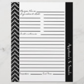 Zwarte witte diamant zigzag Chevrons Recipe Sheets (Voorkant)