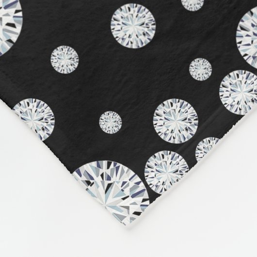 Zwarte witte diamanten monogram initiaal fleece deken (Hoek)