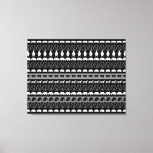 Zwarte witte dieren Moderne strepen patroon #2 Canvas Afdruk