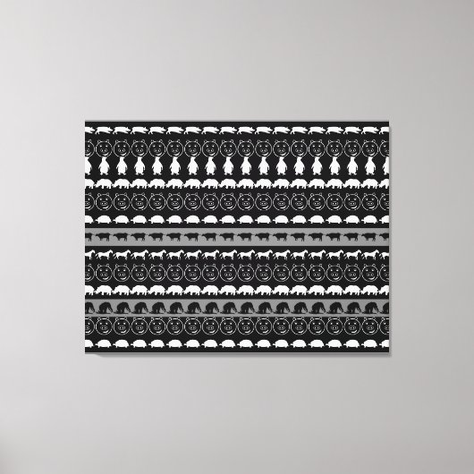 Zwarte witte dieren Moderne strepen patroon #2 Canvas Afdruk (Voorkant)