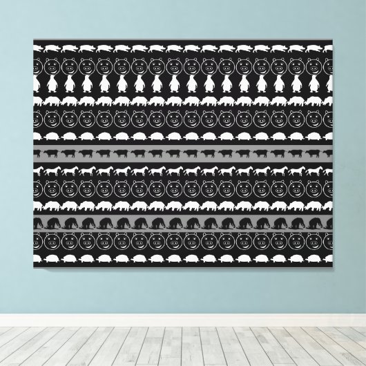Zwarte witte dieren Moderne strepen patroon #2 Canvas Afdruk (Insitu (Houten vloer))