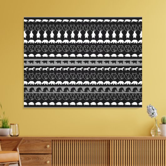 Zwarte witte dieren Moderne strepen patroon #2 Canvas Afdruk (Insitu (Woonkamer))
