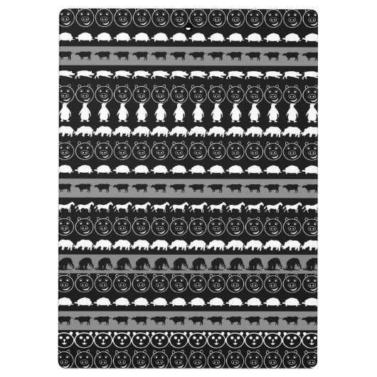 Zwarte witte dieren Moderne strepen patroon #2 Klembord (Achterkant)