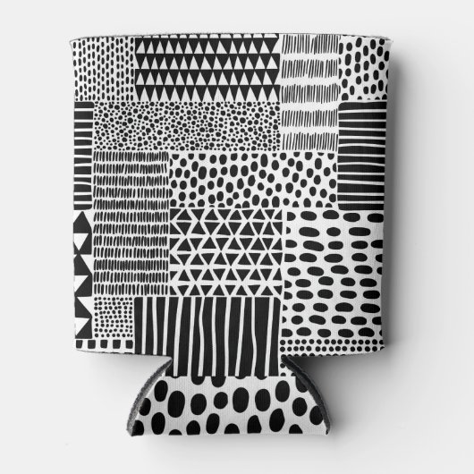 Zwarte witte doedel: etnische naadloos blikjeskoeler (Voorkant)