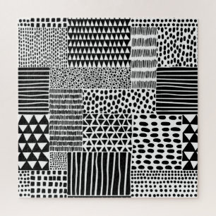 Zwarte witte doedel: etnische naadloos legpuzzel