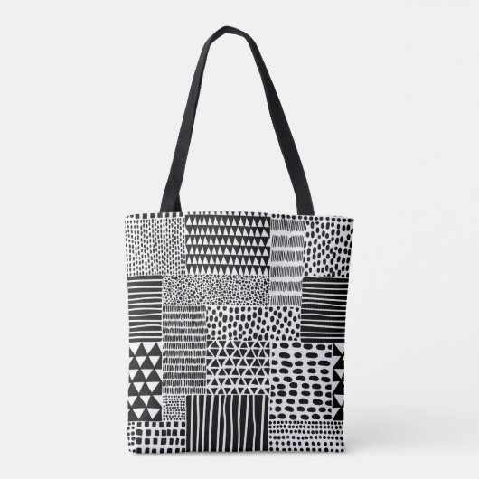 Zwarte witte doedel: etnische naadloos tote bag (Achterkant)