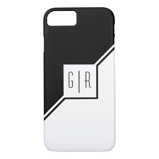 Zwarte, witte driehoeken, monogram moderne geometr Case-Mate iPhone case (Achterkant)