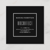 Zwarte, witte driehoeken, monogram moderne geometr vierkante visitekaartje (Achterkant)